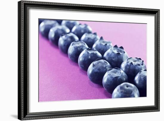 Blueberries in Rows (Close-Up)-Kröger and Gross-Framed Photographic Print