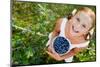 Blueberries, Summer, Child - Lovely Girl with Fresh Blueberries in the Garden-Gorilla-Mounted Photographic Print