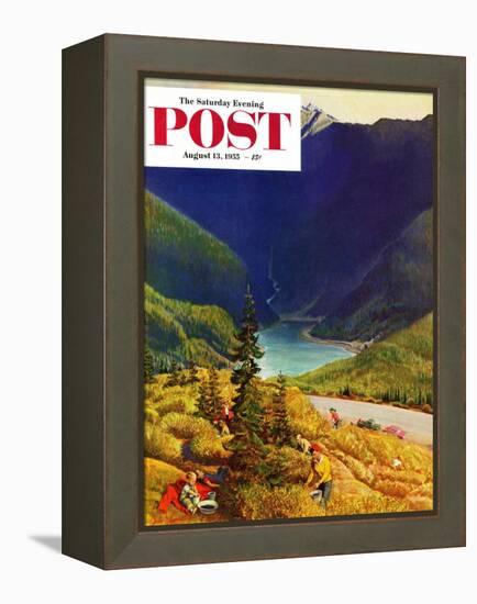 "Blueberry Hill" Saturday Evening Post Cover, August 13, 1955-John Clymer-Framed Premier Image Canvas