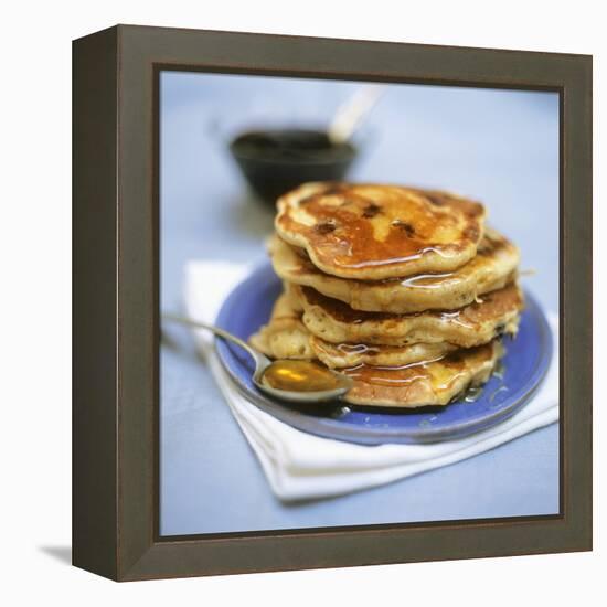 Blueberry Pancakes with Maple Syrup-Tara Fisher-Framed Premier Image Canvas