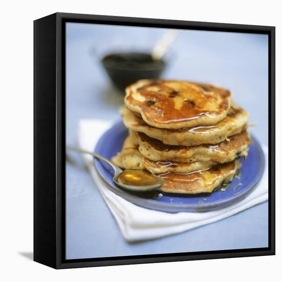 Blueberry Pancakes with Maple Syrup-Tara Fisher-Framed Premier Image Canvas