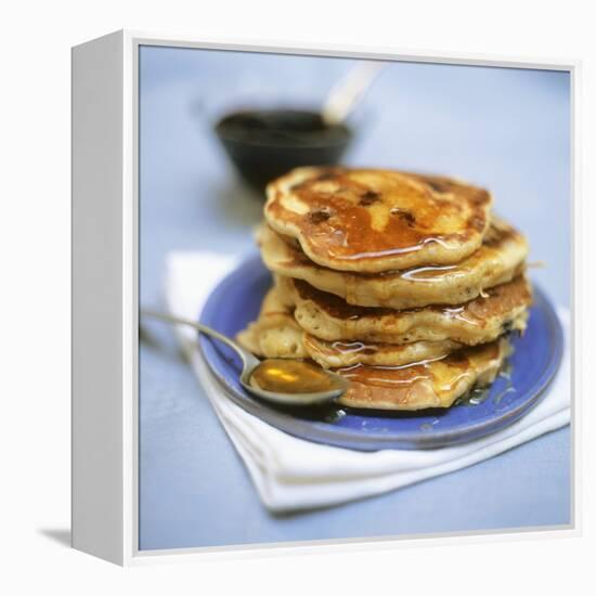 Blueberry Pancakes with Maple Syrup-Tara Fisher-Framed Premier Image Canvas