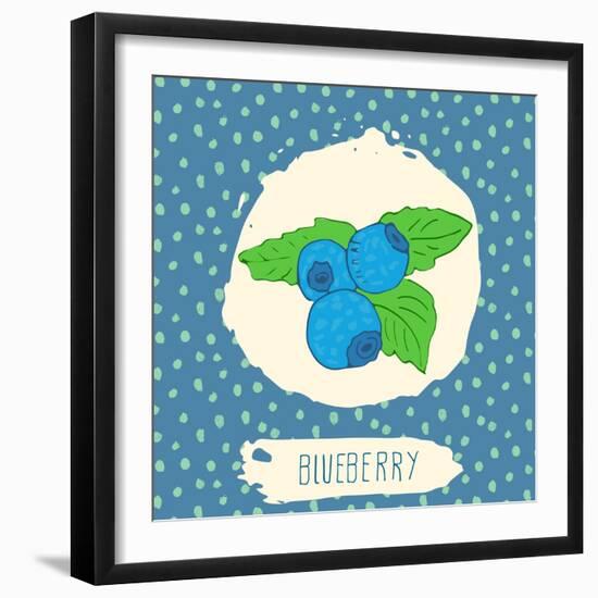 Blueberry with Dots Pattern-Anton Yanchevskyi-Framed Premium Giclee Print