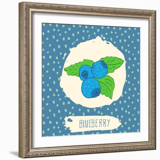 Blueberry with Dots Pattern-Anton Yanchevskyi-Framed Art Print