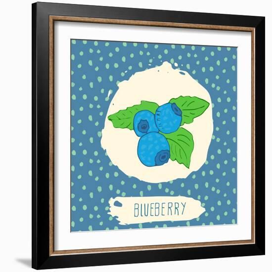 Blueberry with Dots Pattern-Anton Yanchevskyi-Framed Art Print