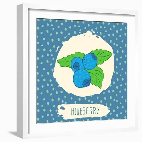 Blueberry with Dots Pattern-Anton Yanchevskyi-Framed Art Print