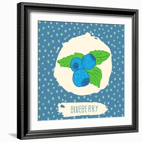 Blueberry with Dots Pattern-Anton Yanchevskyi-Framed Art Print