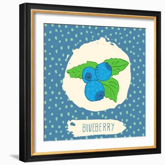 Blueberry with Dots Pattern-Anton Yanchevskyi-Framed Art Print