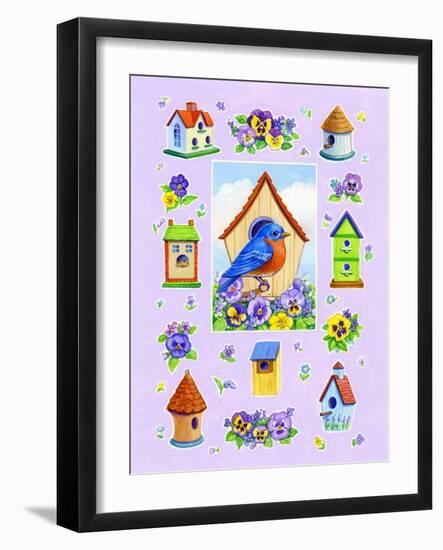 Bluebird and Pansies-Geraldine Aikman-Framed Giclee Print