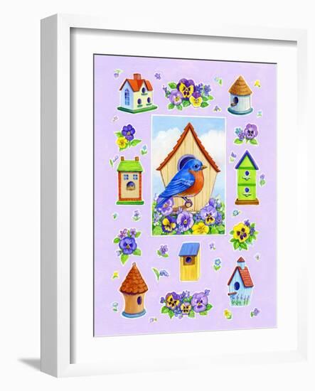 Bluebird and Pansies-Geraldine Aikman-Framed Giclee Print