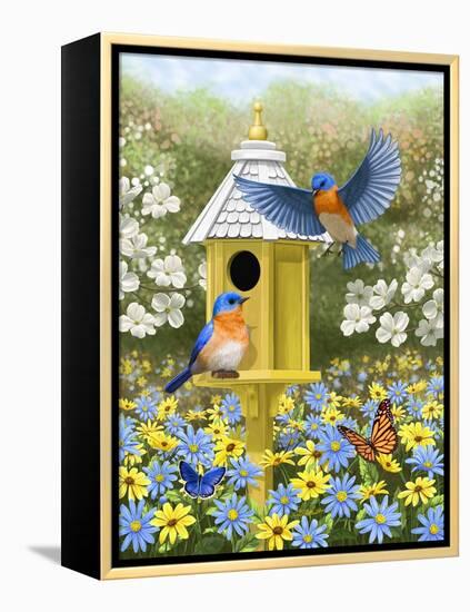 Bluebird Garden Home-Crista Forest-Framed Premier Image Canvas