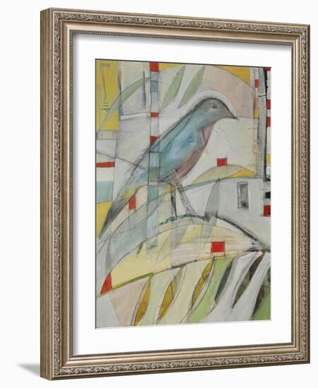 Bluebird on Branch-Tim Nyberg-Framed Giclee Print