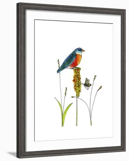 Bluebird on Seeds-Blenda Tyvoll-Framed Giclee Print