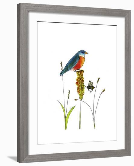 Bluebird on Seeds-Blenda Tyvoll-Framed Giclee Print