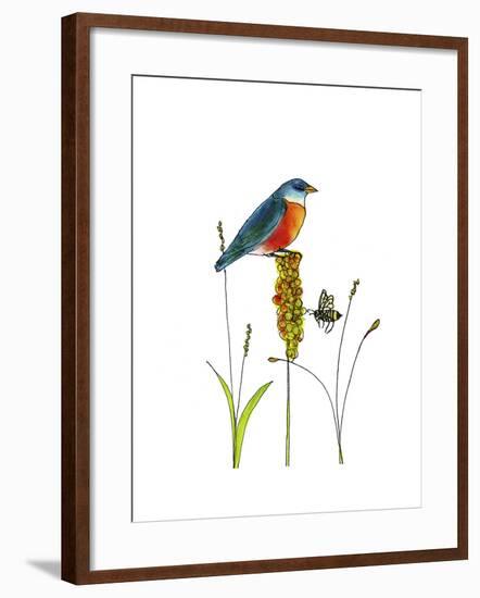 Bluebird on Seeds-Blenda Tyvoll-Framed Giclee Print