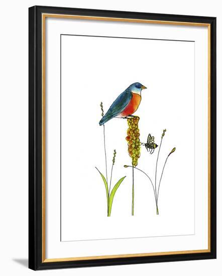 Bluebird on Seeds-Blenda Tyvoll-Framed Giclee Print