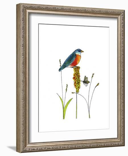 Bluebird on Seeds-Blenda Tyvoll-Framed Giclee Print