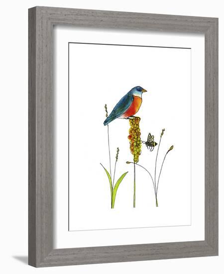 Bluebird on Seeds-Blenda Tyvoll-Framed Giclee Print