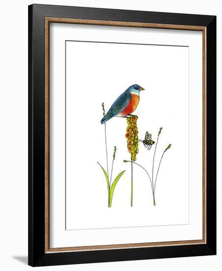 Bluebird on Seeds-Blenda Tyvoll-Framed Giclee Print