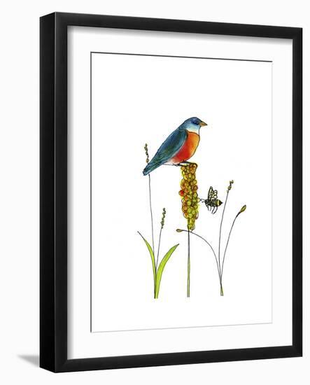 Bluebird on Seeds-Blenda Tyvoll-Framed Giclee Print