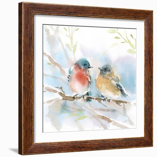 Bluebird Pair in Spring-Katrina Pete-Framed Art Print