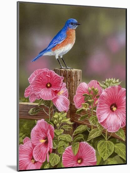 Bluebird with Hibiscus-William Vanderdasson-Mounted Giclee Print