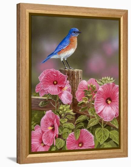 Bluebird with Hibiscus-William Vanderdasson-Framed Premier Image Canvas