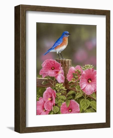 Bluebird with Hibiscus-William Vanderdasson-Framed Giclee Print