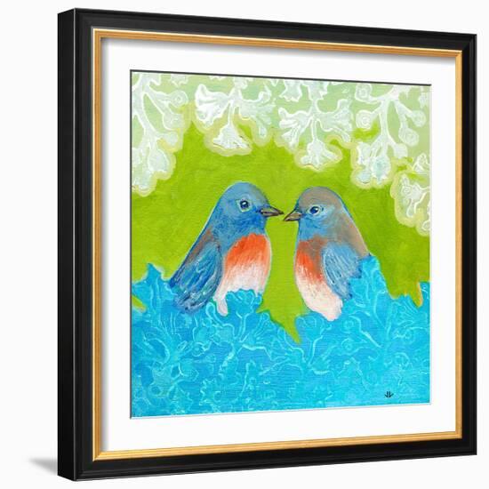 Bluebirds in Love-Jennifer Lommers-Framed Art Print