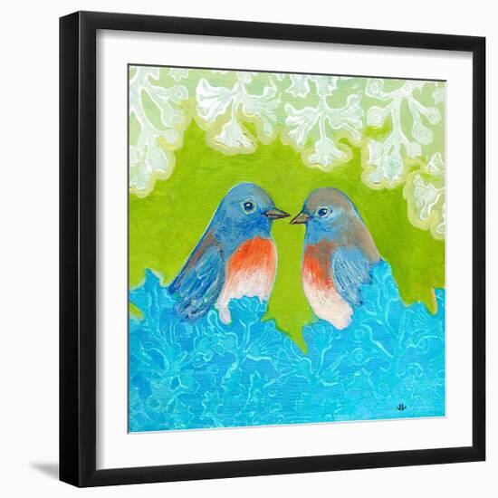 Bluebirds in Love-Jennifer Lommers-Framed Art Print