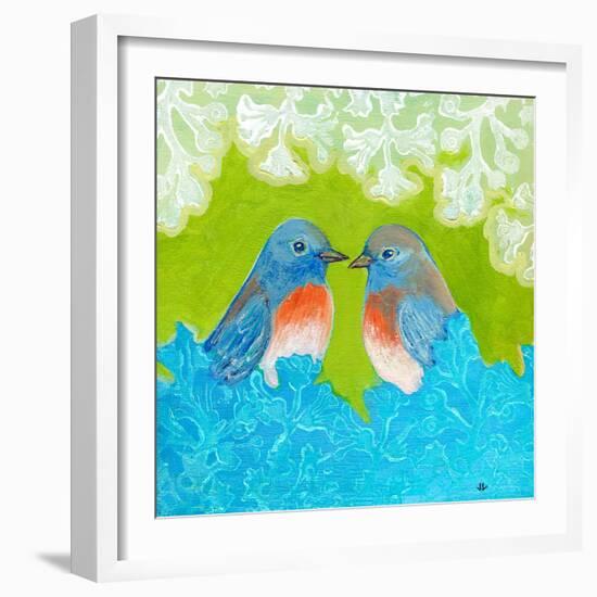 Bluebirds in Love-Jennifer Lommers-Framed Art Print