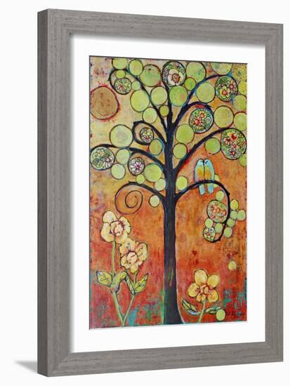 Bluebirds in Paradise Tree Wall Art-Blenda Tyvoll-Framed Premium Giclee Print