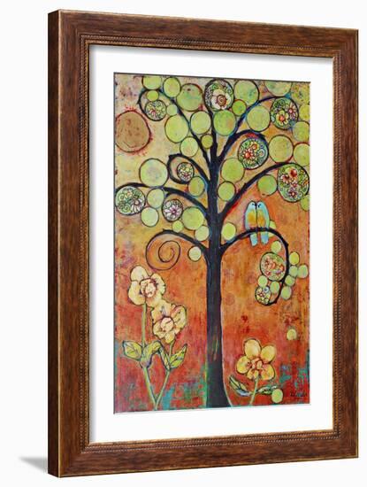 Bluebirds in Paradise Tree Wall Art-Blenda Tyvoll-Framed Premium Giclee Print