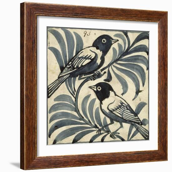 Bluebirds (W/C on Paper)-William De Morgan-Framed Giclee Print