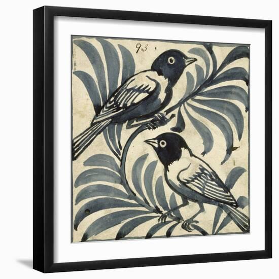 Bluebirds (W/C on Paper)-William De Morgan-Framed Giclee Print