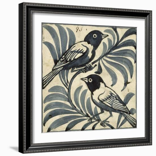 Bluebirds (W/C on Paper)-William De Morgan-Framed Giclee Print