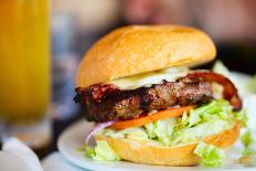 Close up of Delicious Fresh Burger with Cheese and Bacon-BlueOrange Studio-Photographic Print