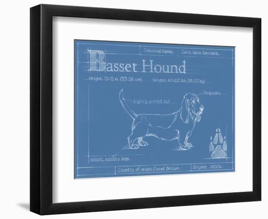 Blueprint Basset Hound-Ethan Harper-Framed Art Print