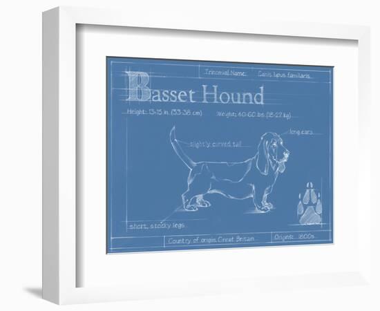 Blueprint Basset Hound-Ethan Harper-Framed Art Print