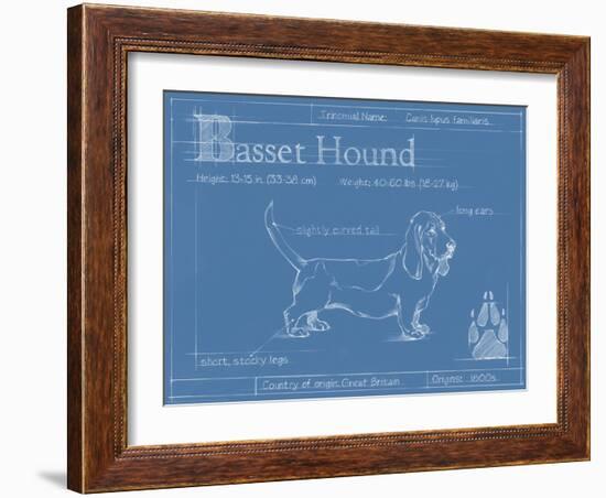 Blueprint Basset Hound-Ethan Harper-Framed Art Print