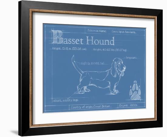 Blueprint Basset Hound-Ethan Harper-Framed Art Print