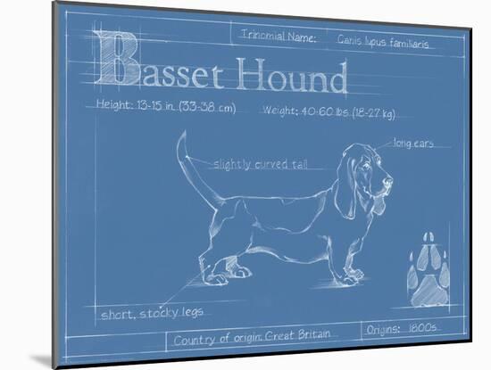 Blueprint Basset Hound-Ethan Harper-Mounted Art Print