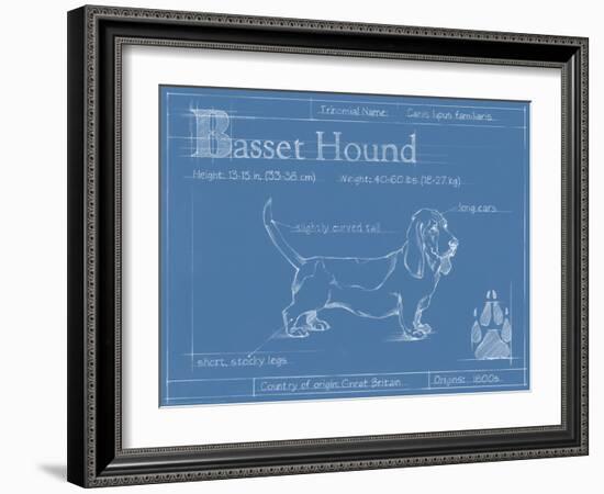 Blueprint Basset Hound-Ethan Harper-Framed Art Print