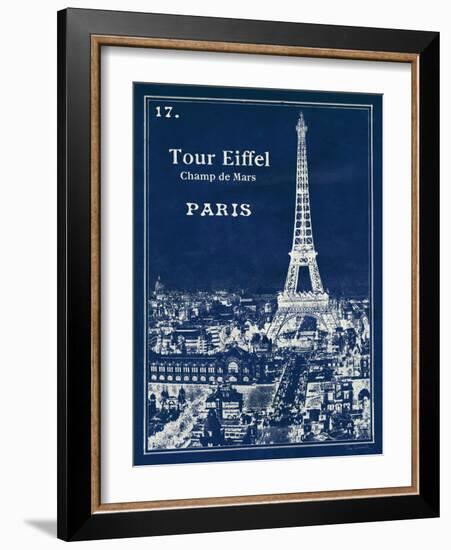 Blueprint Eiffel Tower-Sue Schlabach-Framed Art Print