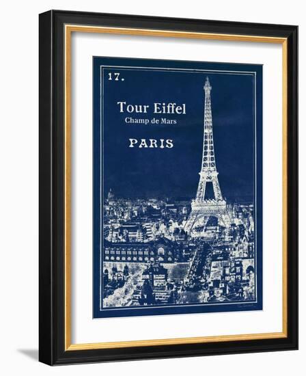 Blueprint Eiffel Tower-Sue Schlabach-Framed Art Print