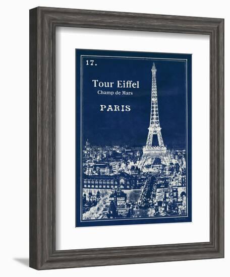 Blueprint Eiffel Tower-Sue Schlabach-Framed Art Print