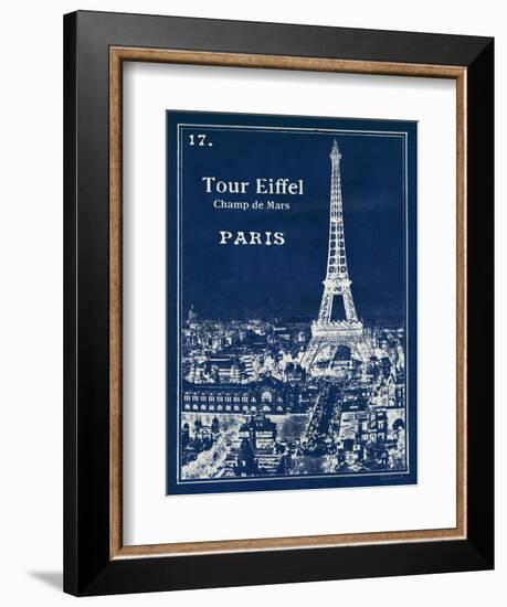 Blueprint Eiffel Tower-Sue Schlabach-Framed Art Print