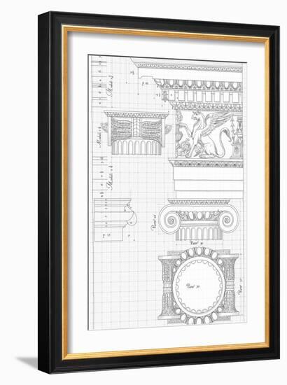 Blueprint - Hand Draw Sketch Ionic Architectural Order Based "The Five Orders of Architecture"--Vladimir--Framed Art Print