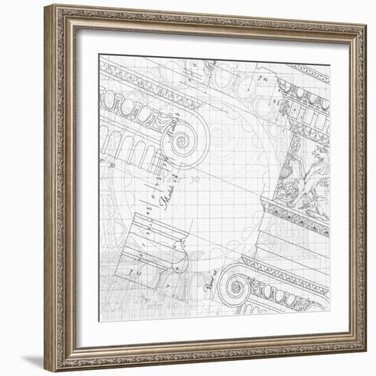 Blueprint - Hand Draw Sketch Ionic Architectural Order Based "The Five Orders of Architecture"--Vladimir--Framed Art Print