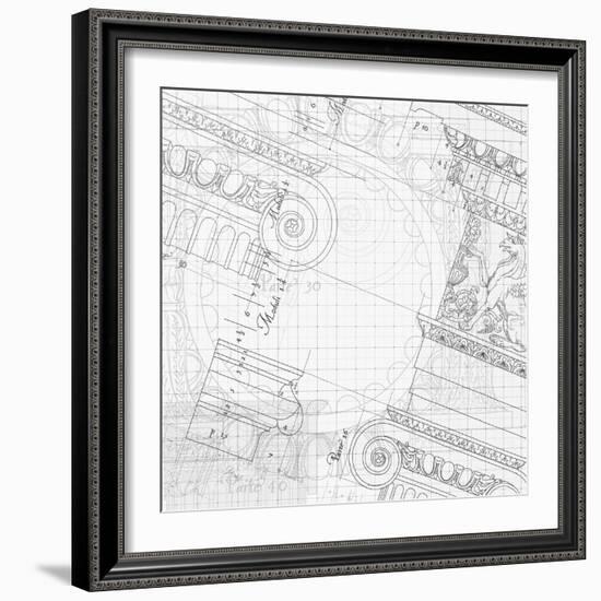 Blueprint - Hand Draw Sketch Ionic Architectural Order Based "The Five Orders of Architecture"--Vladimir--Framed Art Print